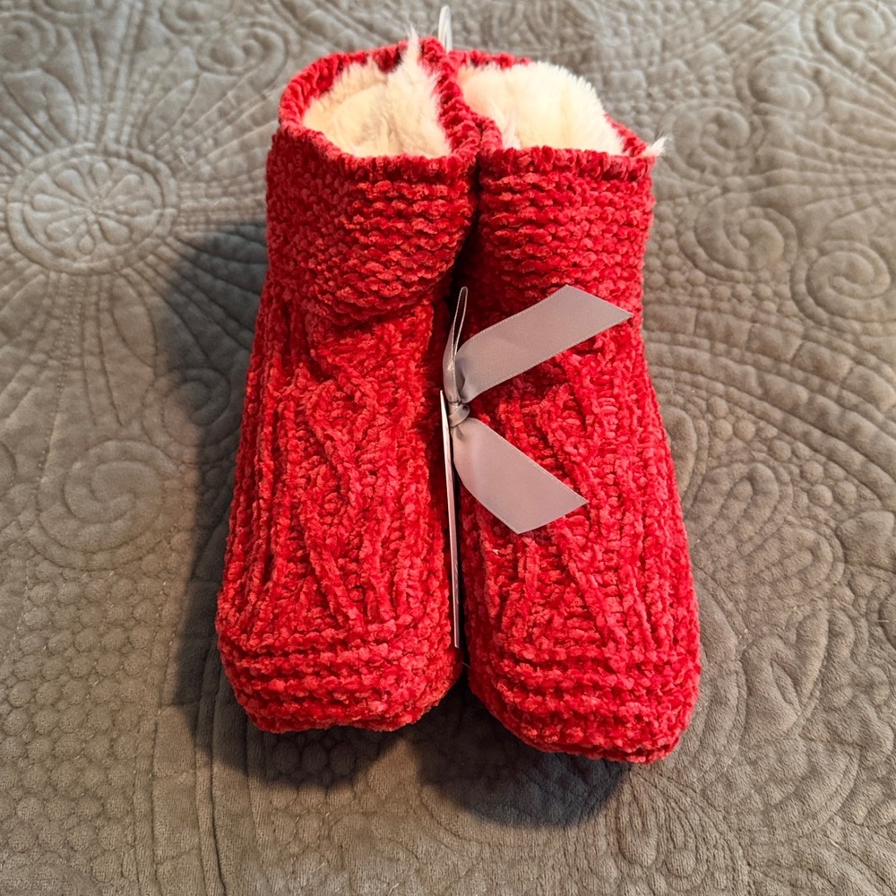 Stars Above Red Knit Slippers
